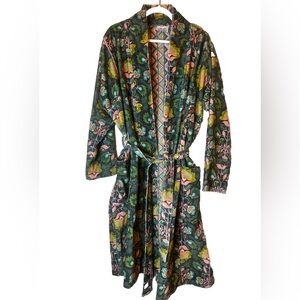 Handker Bandanas Reversible Colorful Multi-print Reversible Velvet Robe OS